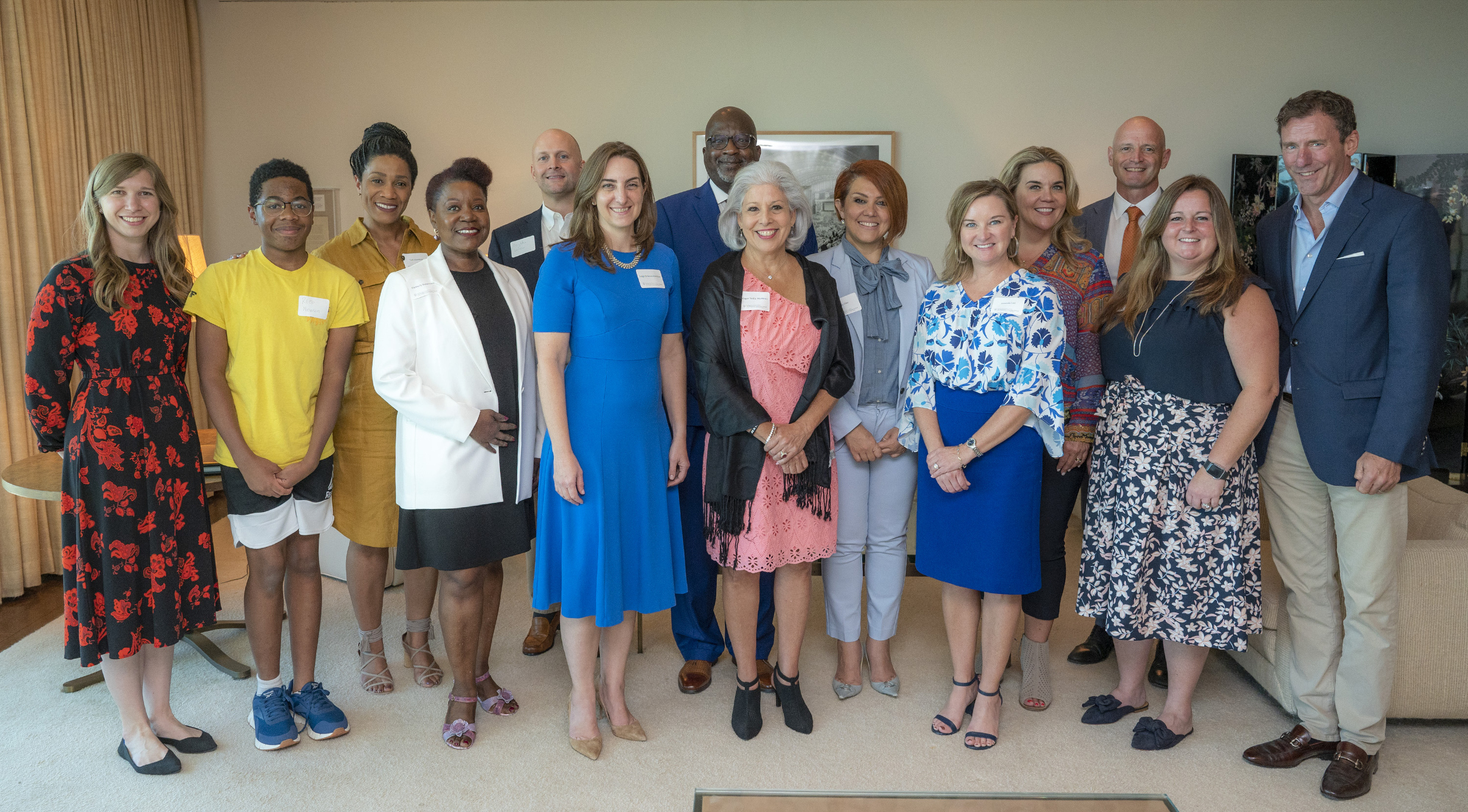 Members of the LBJ Women's Campaign School Founder's Circle with LBJWCS Founder and Executive Director Amy Kroll (far left) and LBJ Foundation President and historian Mark Updegrove (far right) at the LBJ Presidential Library.