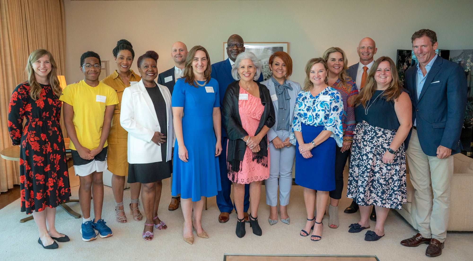 Members of the LBJ Women's Campaign School Founder's Circle with LBJWCS Founder and Executive Director Amy Kroll (far left) and LBJ Foundation President and historian Mark Updegrove (far right) at the LBJ Presidential Library.