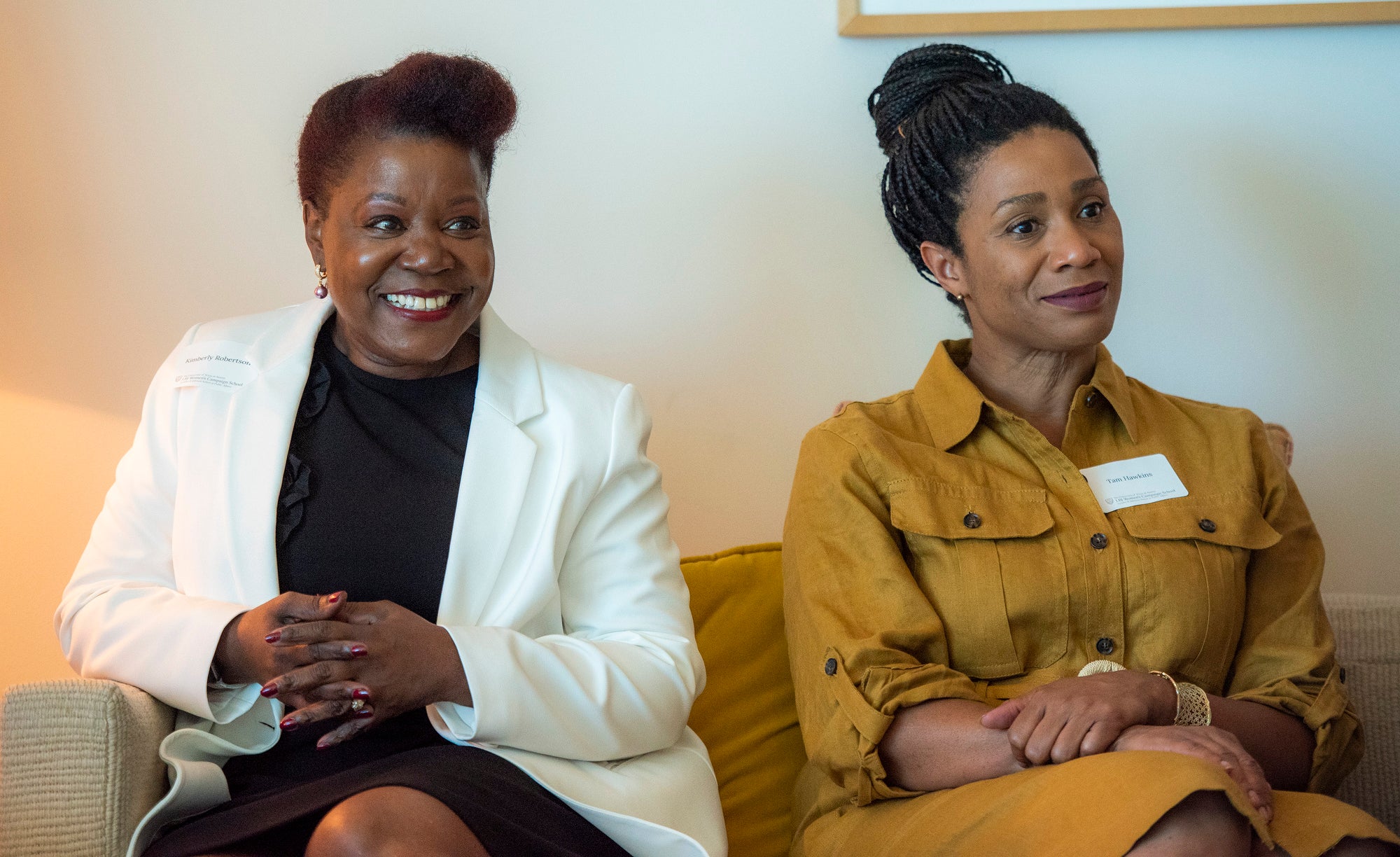 Two members of the LBJ Women's Campaign School Founder's Circle meet at the LBJ Presidential Library.