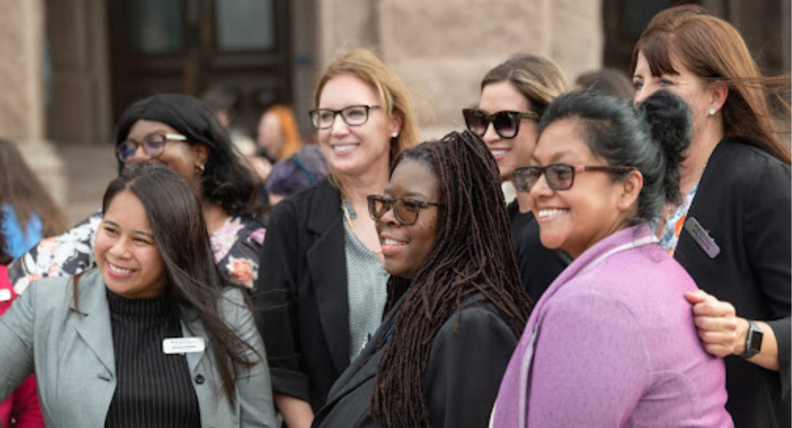 A group of students from the LBJ Women's Campaign School visit the Texas Capitol in Austin.