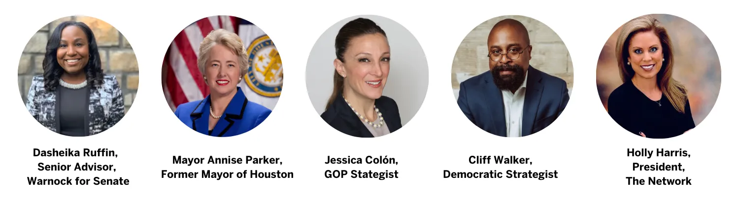 Speakers at the LBJ Women's Campaign School: Dasheika Ruffin; Annise Parker; Jessica Colon; Cliff Walker; Holly Harris Speakers at the LBJ Women's Campaign School: Dasheika Ruffin; Annise Parker; Jessica Colon; Cliff Walker; Holly Harris
