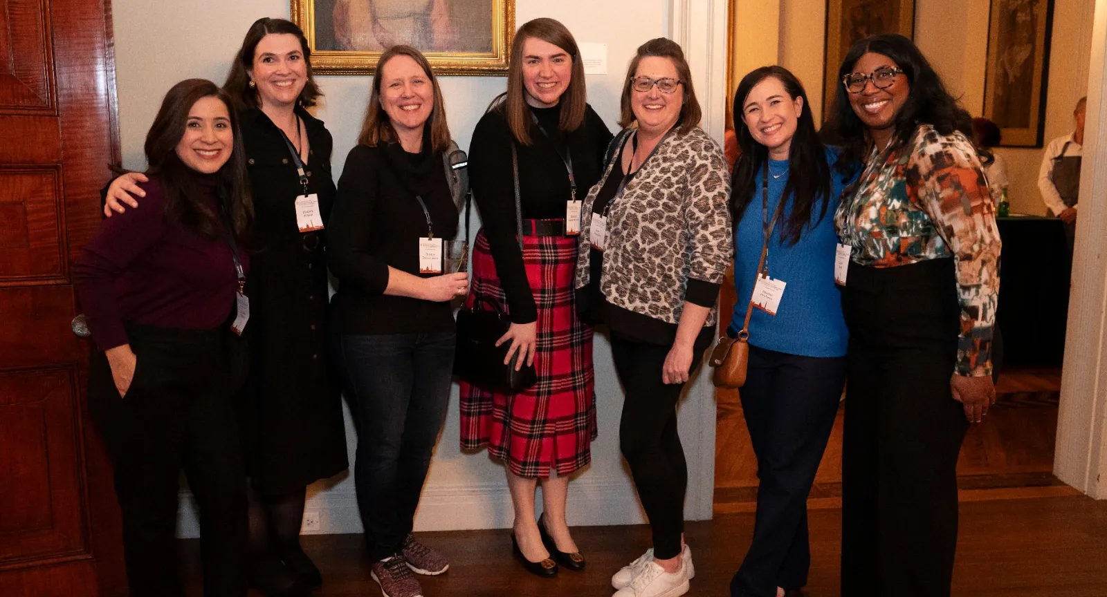 LBJWCS alumni Priscilla Vigliante ‘23, LBJWCS staff Elizabeth Picherit, PhD., and LBJWCS alumni Christine Erwin-Jimenez ‘21, Elizabeth Claudill McClain ‘23, Jenny Flanagan ‘23, Heather Bredimus ‘23, and Laurel Bush ‘22 at the welcome reception at the Decatur House, White House Historical Society. (Photo courtesy of The Network) LBJWCS alumni Priscilla Vigliante ‘23, LBJWCS staff Elizabeth Picherit, PhD., and LBJWCS alumni Christine Erwin-Jimenez ‘21, Elizabeth Claudill McClain ‘23, Jenny Flanagan ‘23, Heather Bredimus ‘23, and Laurel Bush ‘22 at the welcome reception at the Decatur House, White House Historical Society. (Photo courtesy of The Network)