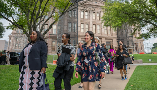 Members of an LBJ Women's Campaign School cohort visit the Texas Capitol in Austin. Members of an LBJ Women's Campaign School cohort visit the Texas Capitol in Austin.