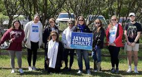 LBJ Women's Campaign School alumna Jaynie Schultz with her campaign team