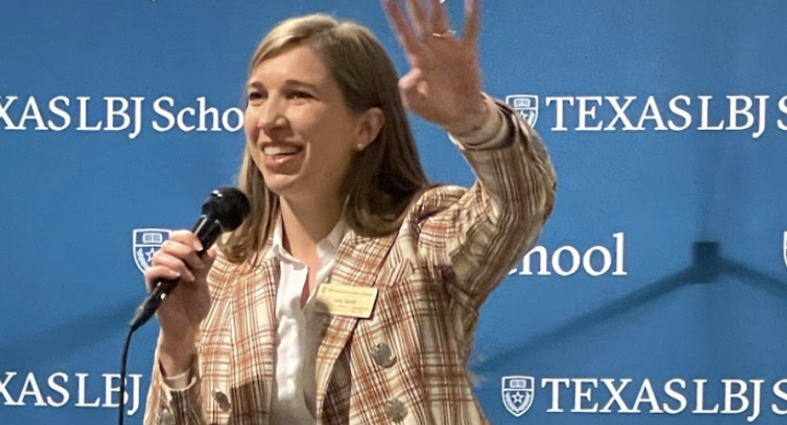 Amy Kroll addressing an LBJ Women's Campaign School event