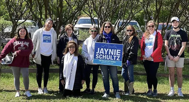 LBJ Women's Campaign School alumna Jaynie Schultz with her campaign team