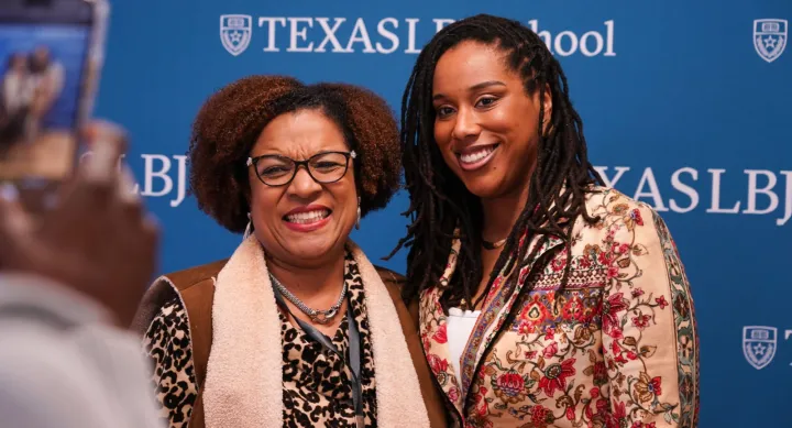 Brencia Berry, political director for the DNC, poses with Tiffany Jones Smith, LBJWCS ‘22. (Photo courtesy of The Network) Brencia Berry, political director for the DNC, poses with Tiffany Jones Smith, LBJWCS ‘22. (Photo courtesy of The Network)